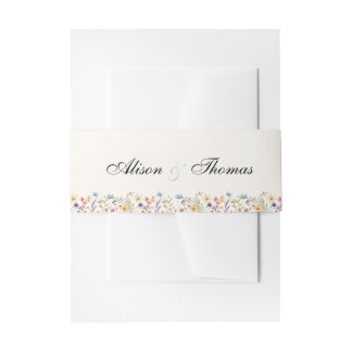 Whimsical Wildflowers Meadow Wedding  Invitation B Invitation Belly Band