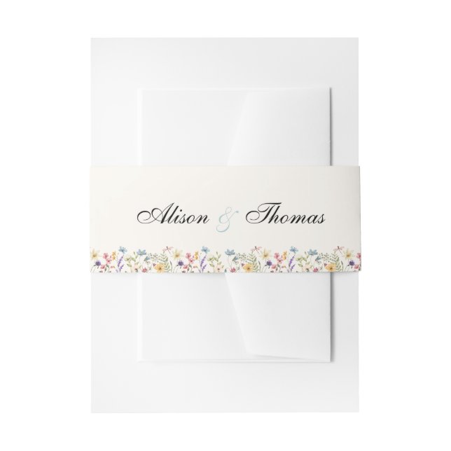Whimsical Wildflowers Meadow Wedding  Invitation B Invitation Belly Band (Front Example)