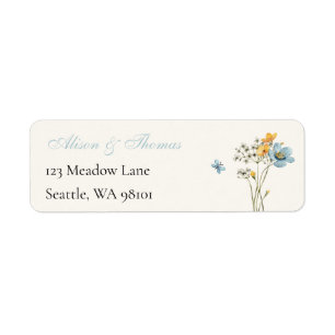 Whimsical Wildflowers Meadow Wedding Label Return Address Label