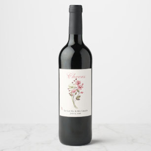 Whimsical Wildflowers Meadow Wedding Wine Label