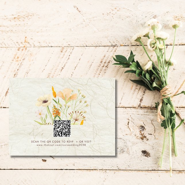 Whimsical Wildflowers QR Code Wedding Enclosure Card (Whimsical Wildflowers QR Code Wedding Enclosure Card)