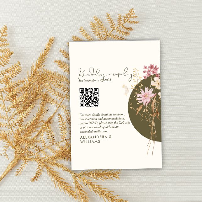 Whimsical Wildflowers Spring Summer fall  RSVP Card (Creator Uploaded)