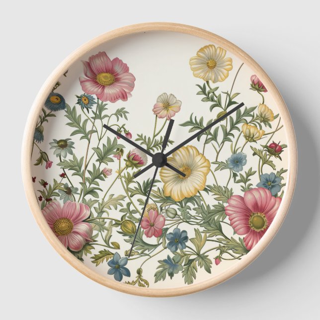 Whimsical Wildflowers Wall Clock (Front)