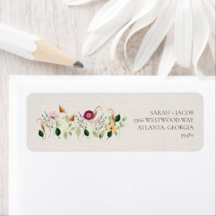 Whimsical Wildflowers Wedding Return Address Label