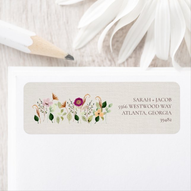 Whimsical Wildflowers Wedding Return Address Label (Insitu)