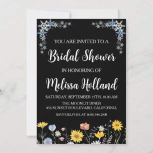 Whimsical wildflowers winter bridal shower invitation
