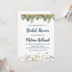 Whimsical wildflowers winter bridal shower invitation