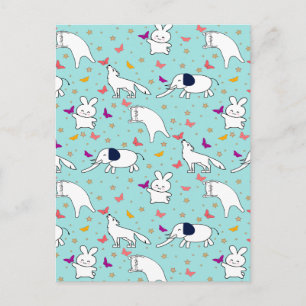 Whimsical Wildlife Wonderland Holiday Postcard