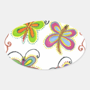 Whimsical Wings: Stunning Butterfly-Themed design Oval Sticker