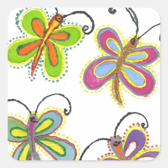 Whimsical Wings: Stunning Butterfly-Themed design Square Sticker (Front)