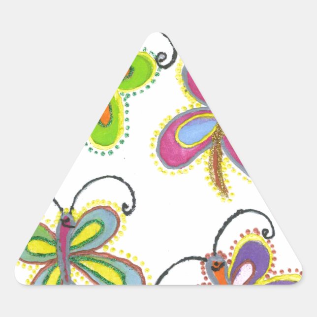 Whimsical Wings: Stunning Butterfly-Themed design Triangle Sticker (Front)