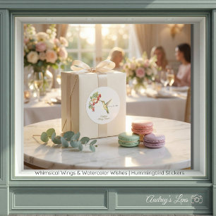 Whimsical Wings & Watercolor Wishes   Hummingbird  Classic Round Sticker