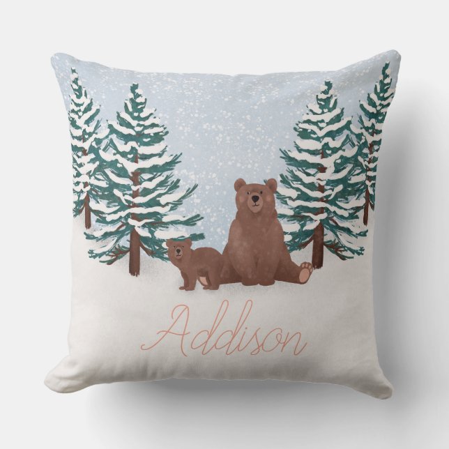 Whimsical Winter Bears & Woodland Wonderland Cushion (Front)