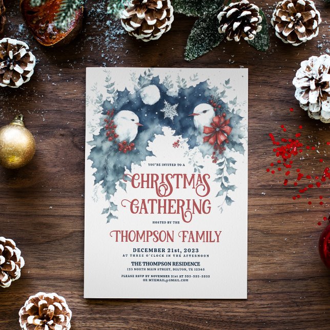 Whimsical Winter Birds Christmas Holiday Party Invitation (Creator Uploaded)