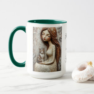 Whimsical Winter Cat Fairy Mug 