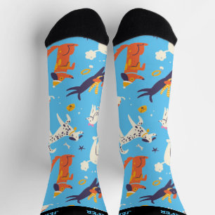 Whimsical Winter Dog Pattern Cute Puppy Socks