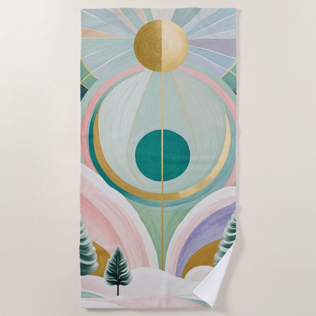 Whimsical Winter Dreamscape Beach Towel (Front)