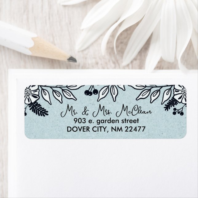 Whimsical Winter Floral Return Address Label (Insitu)