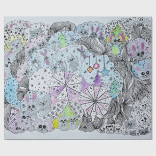 "Whimsical Winter Forest" Artistic Hand-Drawn Gift Wrapping Paper