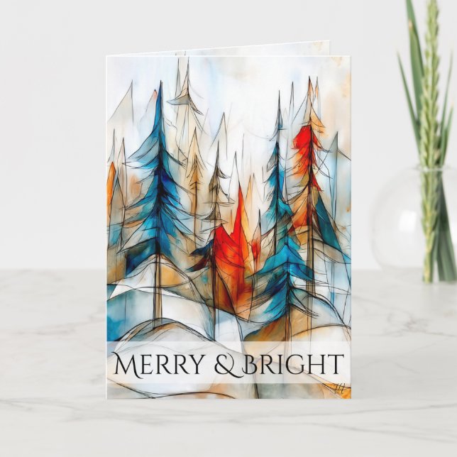 Whimsical Winter Forest Christmas Holiday Card (Front)