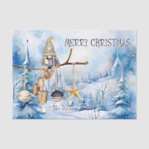 Whimsical Winter Lady Gnome Merry Christmas Tissue Paper