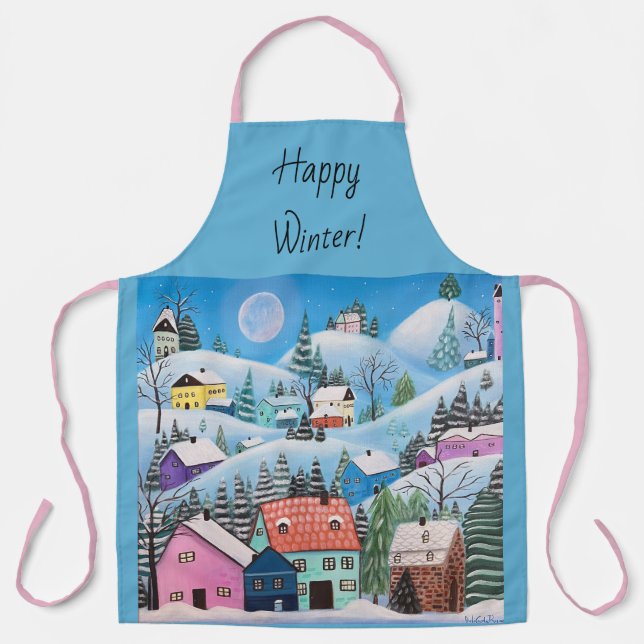 Whimsical Winter Landscape Apron (Front)