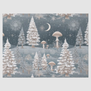 Whimsical Winter Mushrooms Navy Woodland Tissue Paper