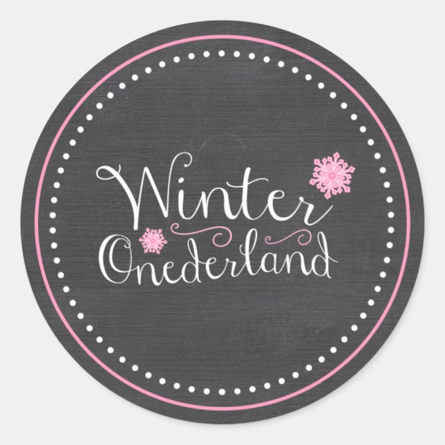 Whimsical Winter Onederland 1st Birthday Classic Round Sticker (Front)