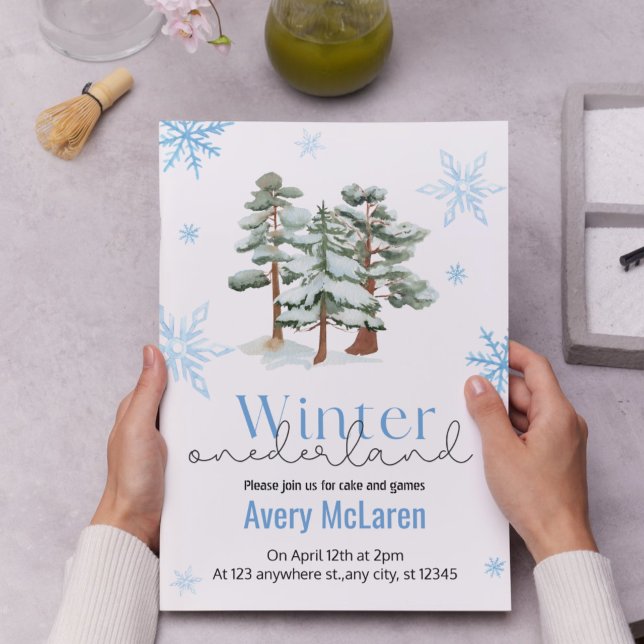 Whimsical Winter Onederland & Bloom Birthday Invitation (Whimsical Winter Onederland & Bloom Birthday Invitation)