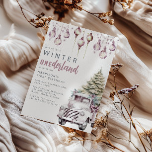 Whimsical Winter Onederland First Birthday Party Invitation