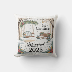 Whimsical Winter Park Our First Christmas Married Cushion