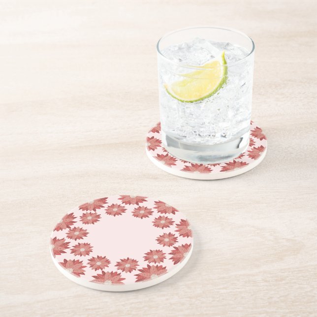 whimsical winter pink poinsettia christmas coaster (Side)