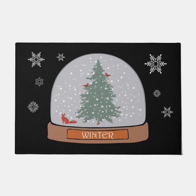 Whimsical Winter Snow Globe Doormat (Front)