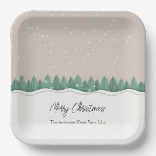 Whimsical Winter Snow Holiday Christmas Party Paper Plate