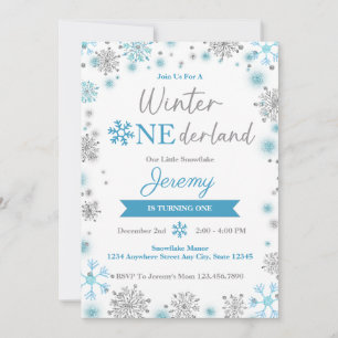 Whimsical Winter Snowflake Birthday Invitation