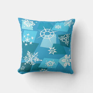 Whimsical winter snowflakes decorative pillow
