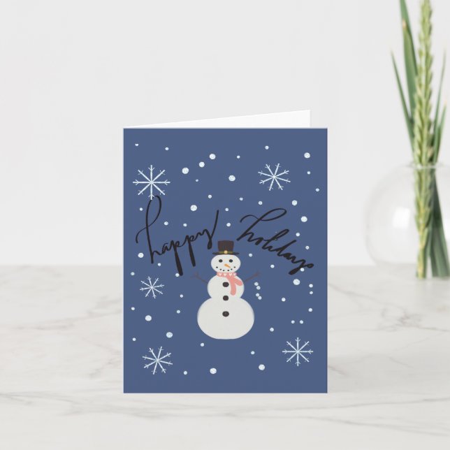 Whimsical Winter Snowman  Holiday Card (Front)