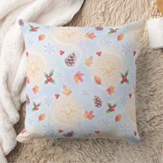 Whimsical Winter Solstice Sun & Snowflakes Waterco Cushion