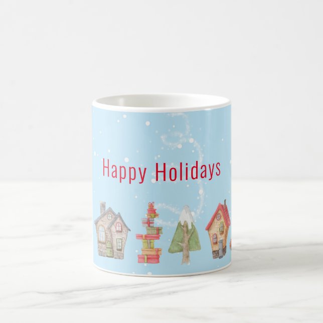 Whimsical Winter Street Holiday Coffee Mug (Center)