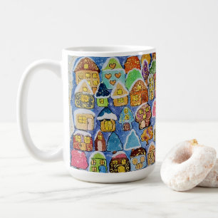 Whimsical Winter Village Folk Art Christmas Gift Coffee Mug