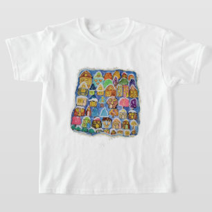 ​Whimsical Winter Village Folk Art Christmas Gift  T-Shirt