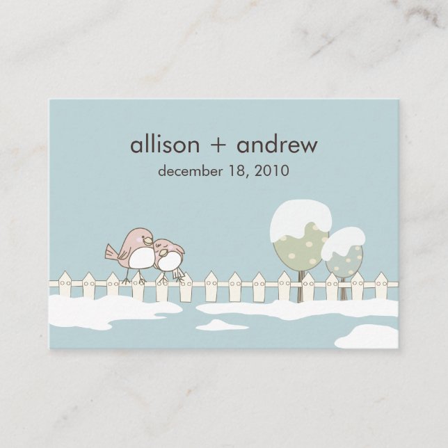 Whimsical Winter Wedding Directions Chubby Enclosure Card (Front)