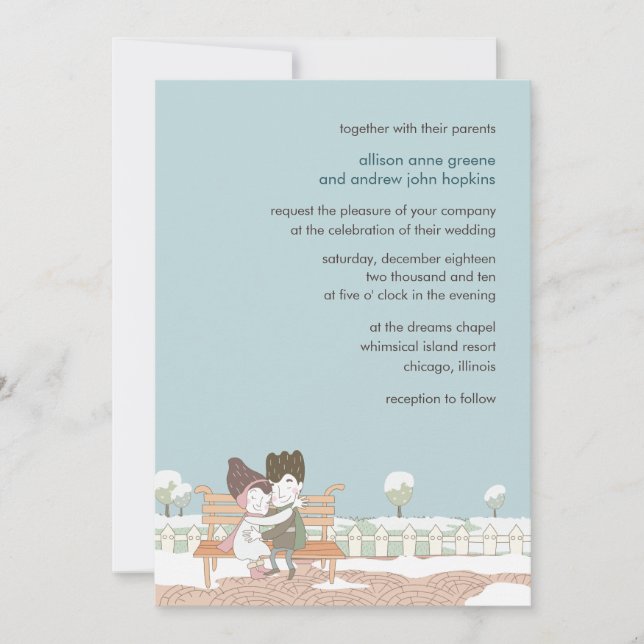 Whimsical Winter Wedding Invitation Card (Front)