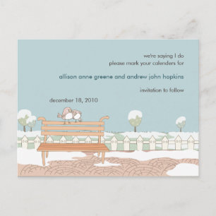 Whimsical Winter Wedding Save the Date Postcard