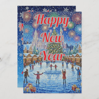 Whimsical Winter Wonderland Fireworks Holiday Card