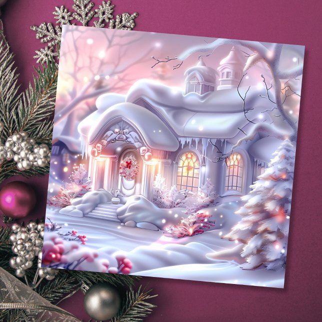 Whimsical Winter Wonderland House Christmas Holiday Card (Creator Uploaded)