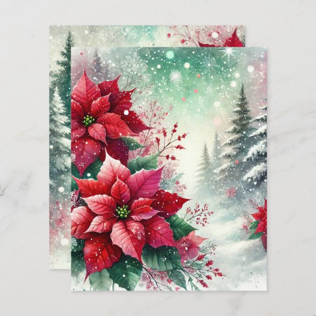 Whimsical Winter Wonderland Poinsettia Scrapbook (Front/Back)
