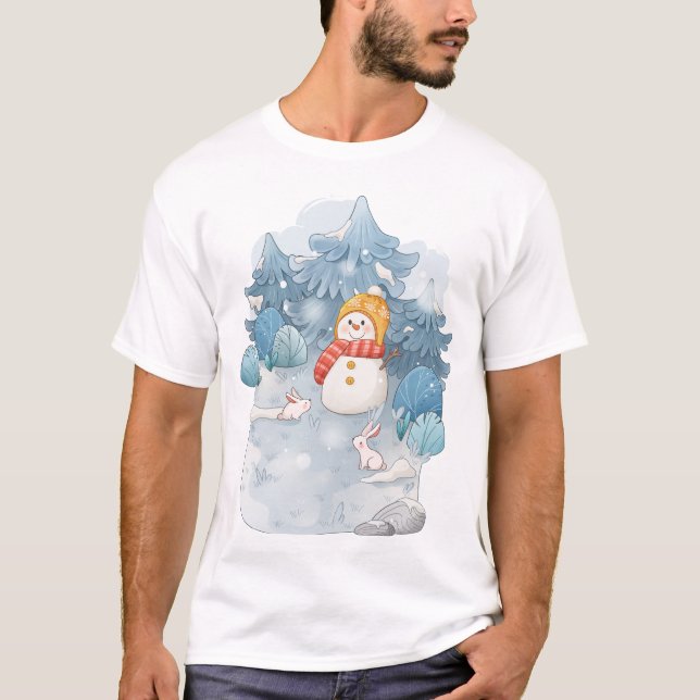 Whimsical Winter Wonderland Snowman Men's T-Shirt (Front)