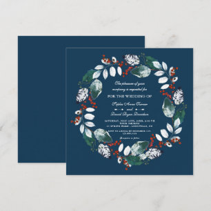 Whimsical Winter Wreath Wedding Invitation