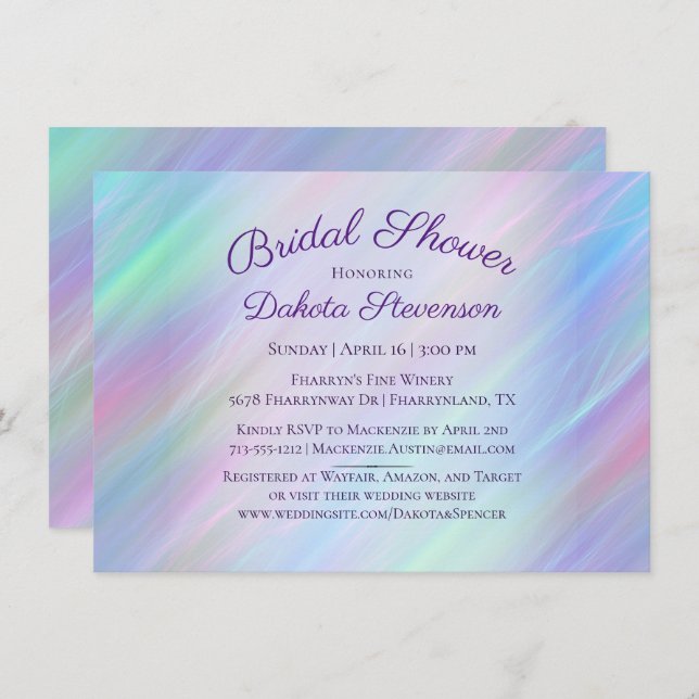 Whimsical Wisps | Holo Fairy Ombre Rainbow Shower Invitation (Front/Back)
